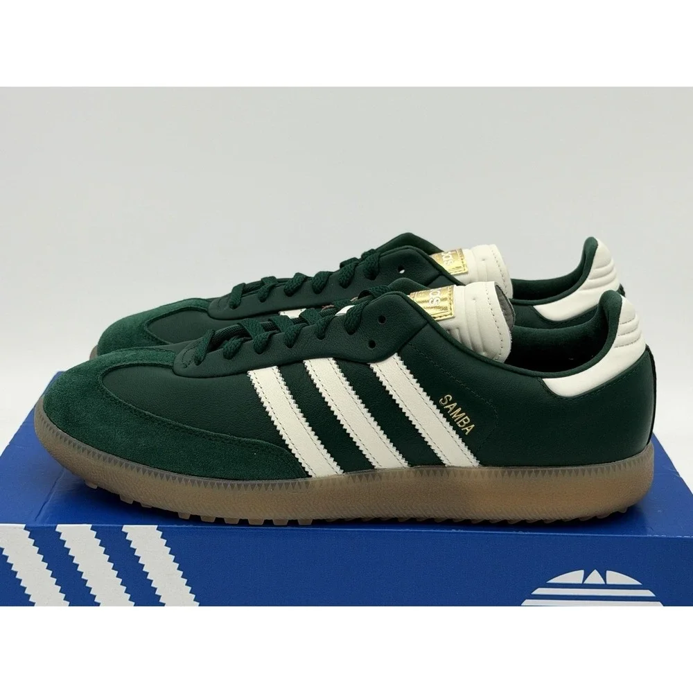 Men's Size 9.5 - Adidas Samba Spikeless Golf Collegiate Green JP8652 No Box Lid